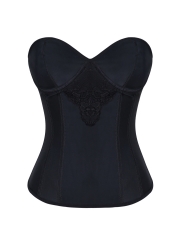 Lace Steel Boned Latex Overbust Corset Tops With Back 3 Hook