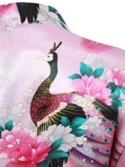 Floral Print Kimono Short Sleeve Satin Robes For Women