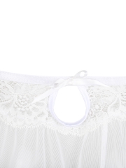 White Transparent Lace Babydolls Dress Chemises Lingerie Set