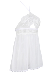 White Transparent Lace Babydolls Dress Chemises Lingerie Set
