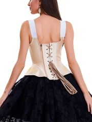 Vintage Steampunk Corsets Jacquard Bustier Tops With Straps
