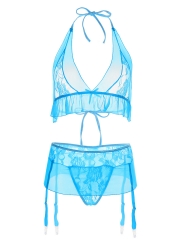 Sexy Lace Transparent Bra Sets Lingerie Sets With Garter