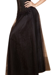 Women Vintage Satin Long Tulle Flool Length Maxi Skirts
