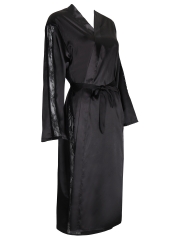 Elegant Long Sleeve Bathrobe Kimono Sleepwear Satin Robes 