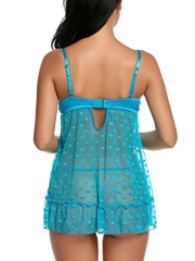Sexy See Through Chemises Dots Lace Babydolls Lingerie 