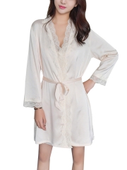 Women Long Sleeve Kimono Sleepwear Satin Robes Nightwear 