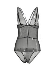 Women Transparent Mesh Teddy Bandage Bodysuit Lingerie 