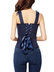 Plus Size 10 Steel Bones Overbust Corsets Tops With Straps