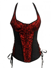 Lace Cover Red Halter Overbust Women Corset Wholesale