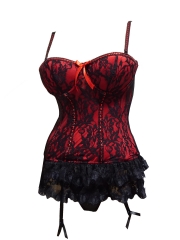 Plus Size Lace Sexy Overbust Corset Tops With Garters