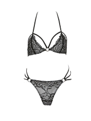 Womens Strappy Lace Lingerie Set Open Cup Bra Sets