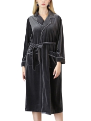 Long Sleeve Warm Luxury Bathrobes Velvet Robes For Women