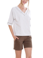 V Neck Short Sleeve Shorts Pajamas Sets for Women Sleepwear