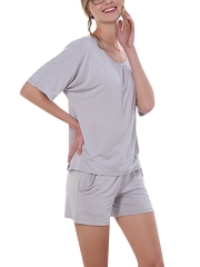 Women Scoop Neck Modal Sleepwear Short Sleeve Pajama Set 