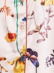 Colorful Long Sleeve Pajama Set Satin Sleepwear For Women 