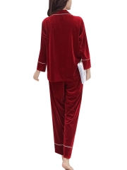 Luxury Velvet Long Sleeve Pajamas Sets Sleepwear For Women