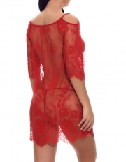 Off Shoulder Sexy Lace Smock Lingerie Babydoll Mesh Chemise