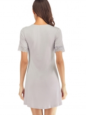 Women's Nightgown Cotton Sleep Shirt Short Sleeves Sleepwear