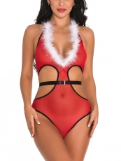 Cheap Wholesale Christmas Red Sexy lingerie Women Sleepwear 