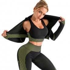 Women Yoga Set Gym Clothing Sportswear Jacket Leggings Suit 