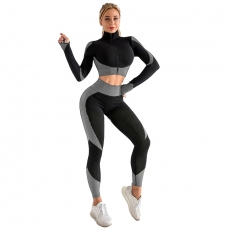 Women Yoga Set Gym Clothing Sportswear Jacket Leggings Suit 