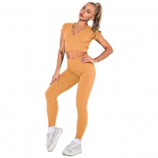 Women Yoga Set Workout Clothing Sportswear Top Leggings 