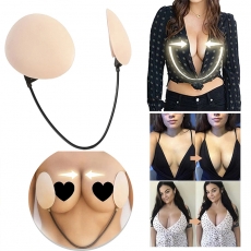 Womens Frontless Push Up Bra Deep Plunge Silicone Cover 