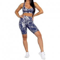 Femals Workout Outfit Fitness Sport Top Legging Shorts Set