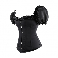 Black Gothic Steel Boned Overbust Steampunk Corset Tops