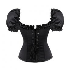 Black Gothic Steel Boned Overbust Steampunk Corset Tops