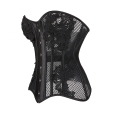 Mesh Boned Body Shaper Sexy Lace Up Waist Trainer Corset Top
