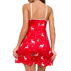 Women Christmas Sexy Lingerie Backless Pajamas Nightdress 