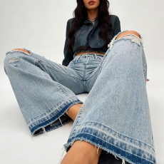 Women's Cool Ripped High-Waisted Straight-Leg Jeans