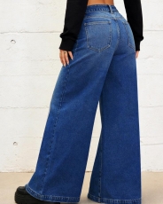 Women's Mid-Rise Straight Leg Jeans-Button-Front Denim Pants