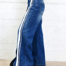 Women's Mid-Rise Straight Leg Jeans-Button-Front Denim Pants