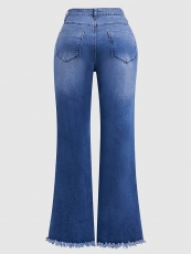 Women's Vintage High-Waisted Floral Embroidered Flared Jeans