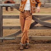 Women's Mid-Rise Stretch Straight-Leg Jeans–Slanted Pockets