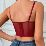 Black Lace Corset Bustier Top for Women-Push Up Bow Camisole