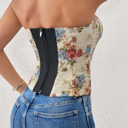 Strapless Floral Corset Top – Sculpted Elegance daily wear