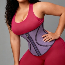 Purple Zipper Latex Waist Trainer Corset for Women 