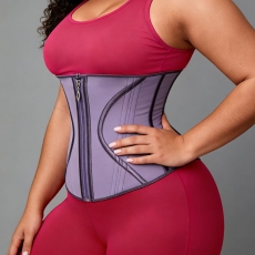 Purple Zipper Latex Waist Trainer Corset for Women 