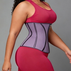 Purple Zipper Latex Waist Trainer Corset for Women 