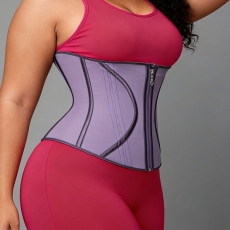 Purple Zipper Latex Waist Trainer Corset for Women 