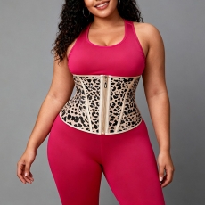 Leopard Print Zipper Latex Waist Trainer Corset for women