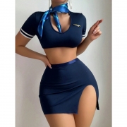  Navy Flight Attendant Costume lingerie Set for women