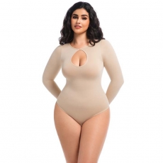 Long Sleeve Keyhole Neck Body Shaper shapwear for women