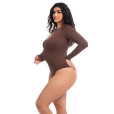 Long Sleeve Keyhole Neck Body Shaper shapwear for women