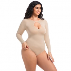 Long Sleeve Keyhole Neck Body Shaper shapwear for women