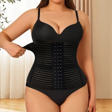 Breathable Strip Elastic Waist Trainer for Plus Size Women
