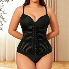 Breathable Strip Elastic Waist Trainer for Plus Size Women